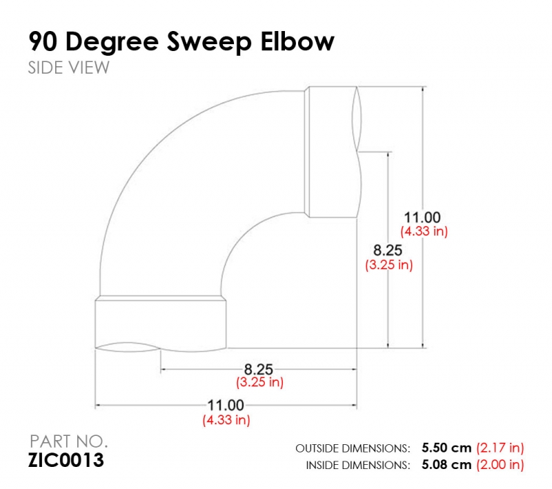 90 Degree Sweep Elbow Allegro Central Vacuum Zic013