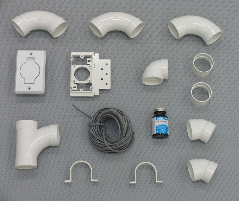 Central Vacuum Standard White One Inlet Installation Kit