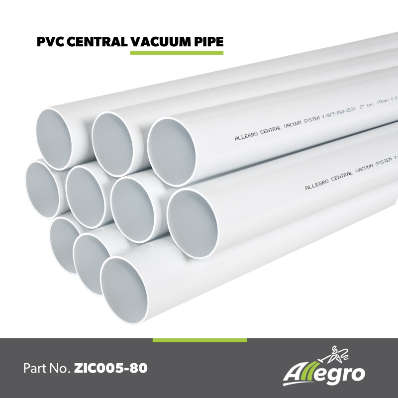 Central Vacuum 3-inlet Installation Kit Full Door Opening with 80 foot PVC Pipe 