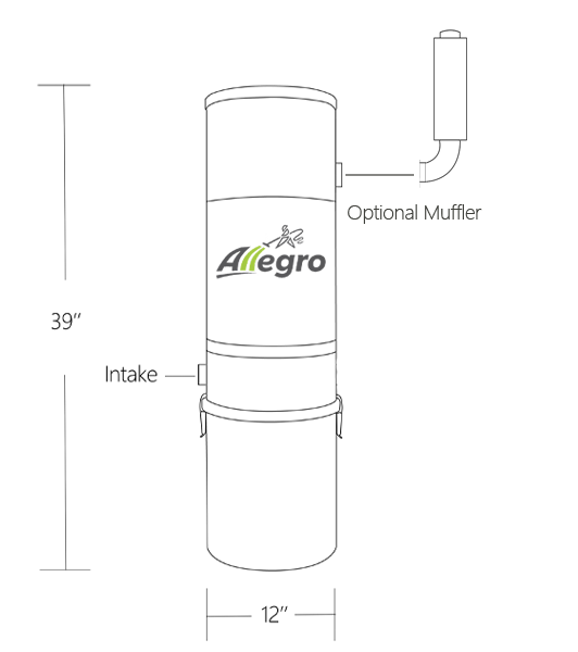 Allegro Central Vacuum MU4101 / MU4401 Line Drawing