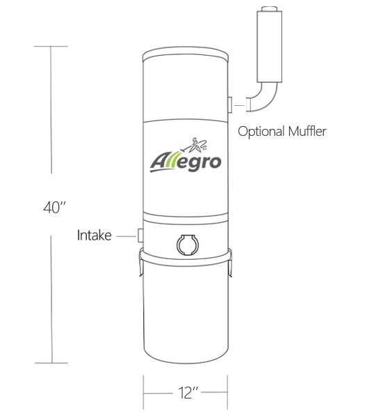 Allegro Central Vacuum MU4200 Line Drawings