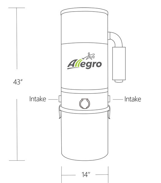 Allegro Central Vacuum Zenith Electric Package Line Drawing